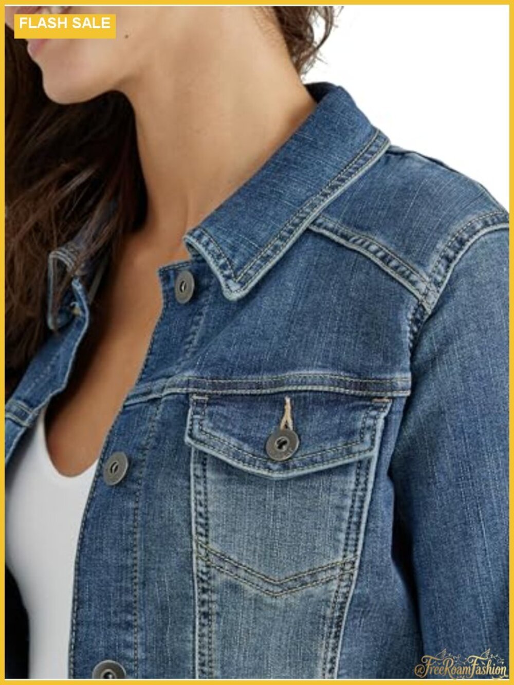 Classic Stretch Denim Jacket with Pockets - Picture 2 of 5